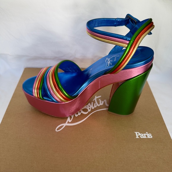 Christian Louboutin Manola Disco Leather Platform Sandals 120 - Picture 4 of 10